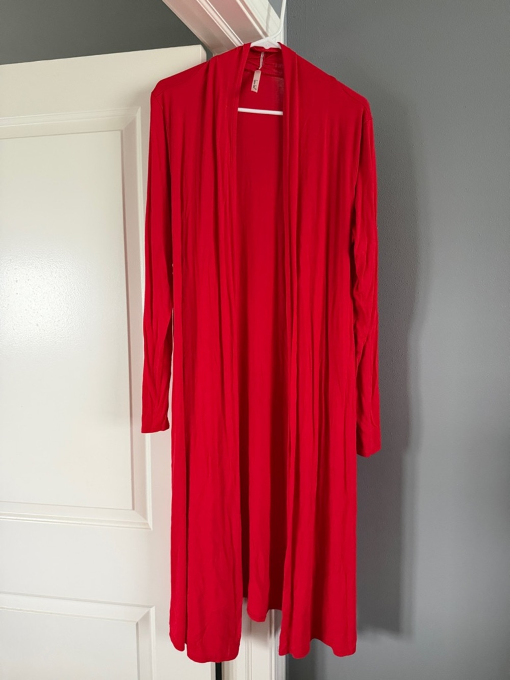 Red Open-Front Longline Cardigan - Women